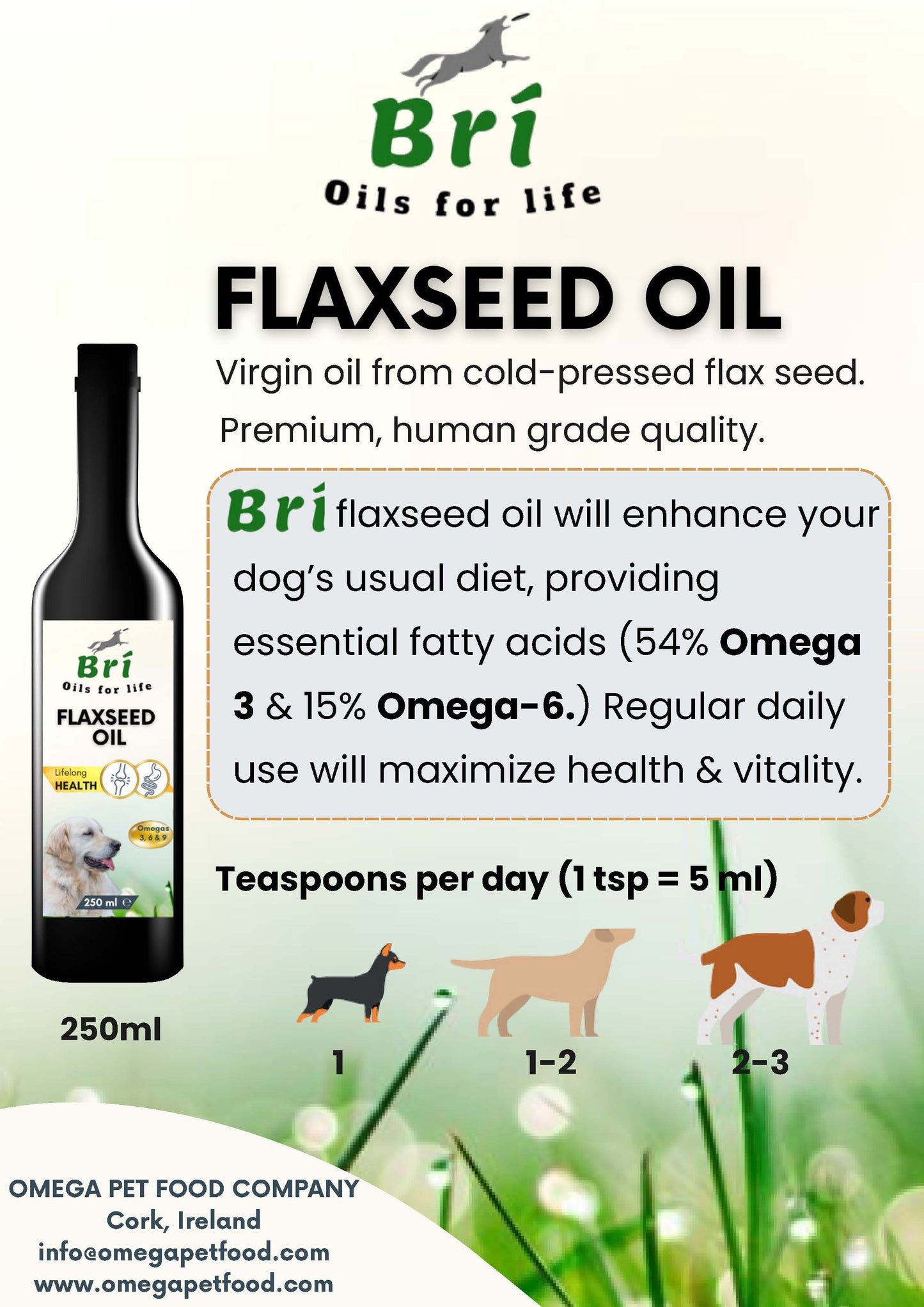 BRI - OMEGA Premium Flax ( Linseed) Oil - 3 x 250Mls (E153NNL02113)